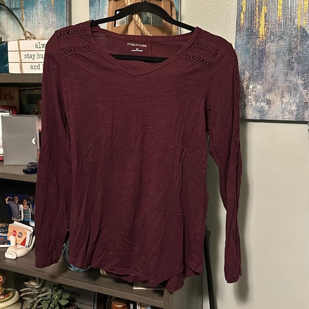 Maurices top with knit trim on sleeve  and top shoulders